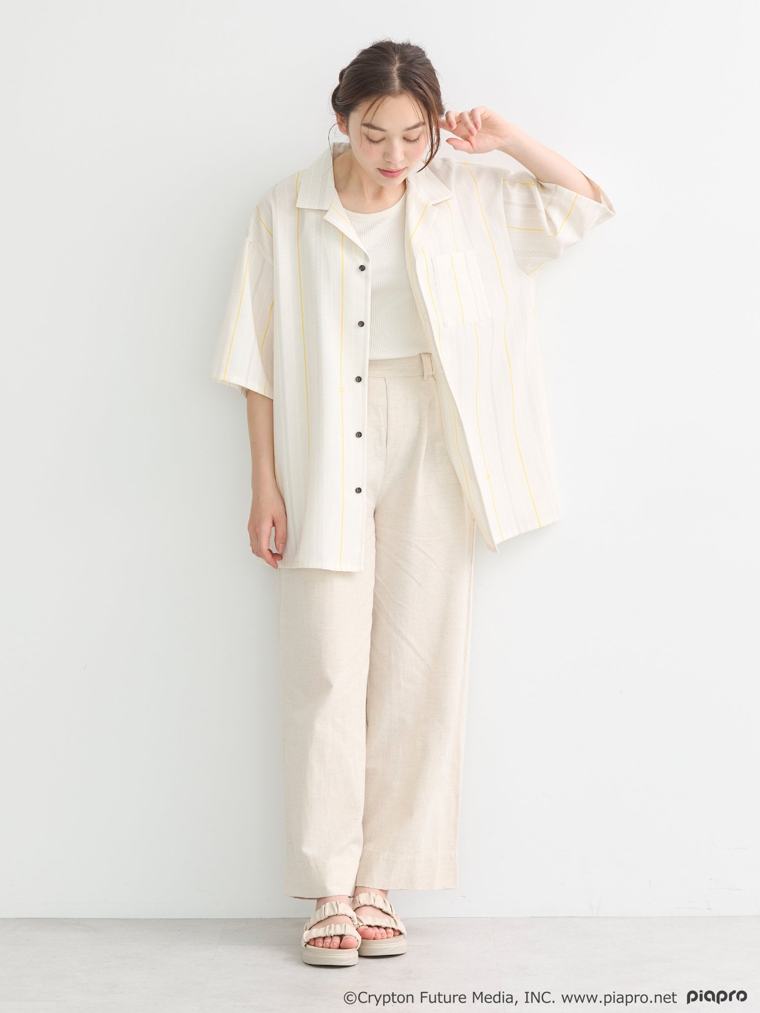 (Goods - Shirt) Kagamine Rin / Len Open Collar Big Shirt [earth music&ecology Japan Label]
