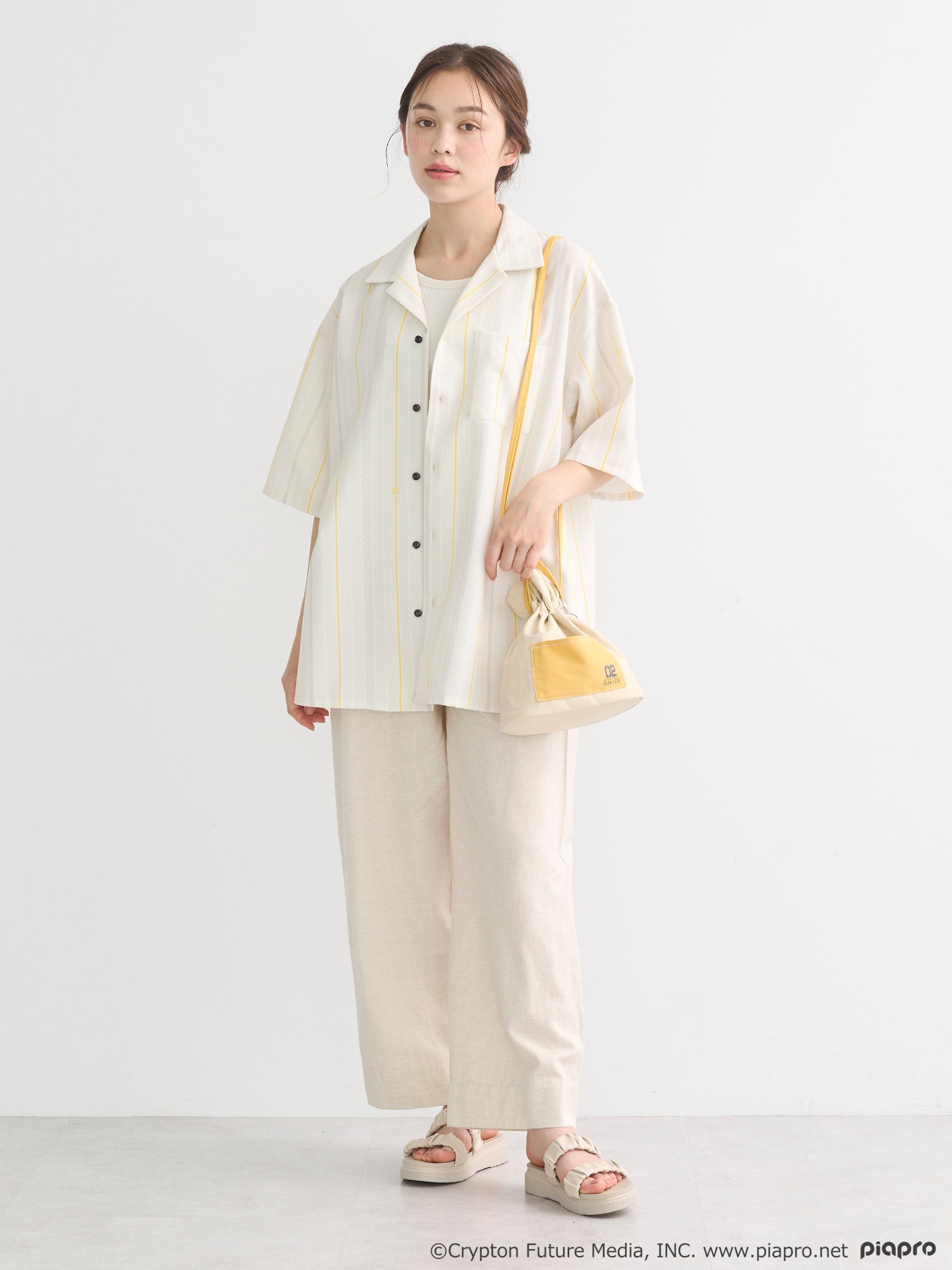(Goods - Shirt) Kagamine Rin / Len Open Collar Big Shirt [earth music&ecology Japan Label]
