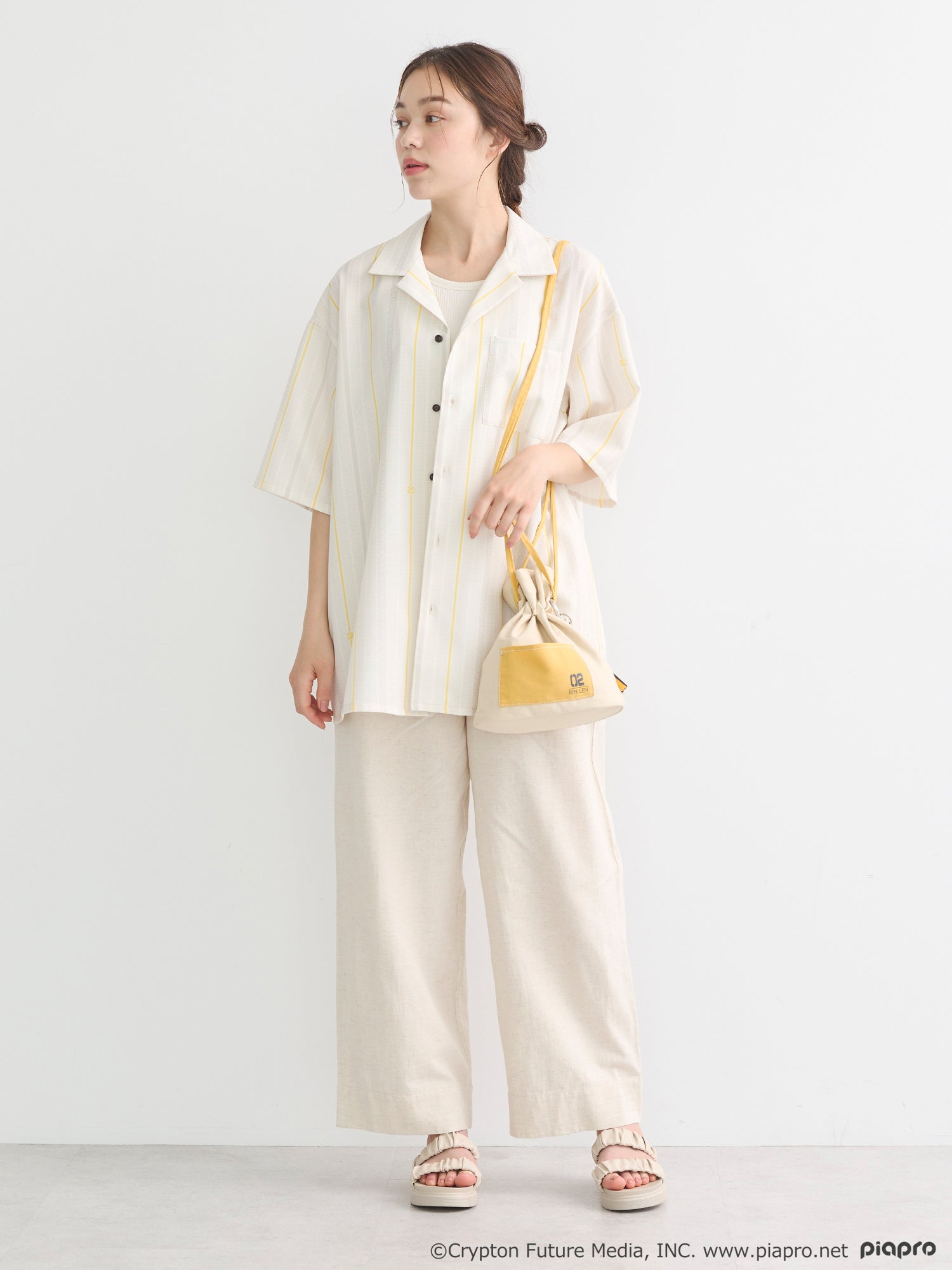 (Goods - Shirt) Kagamine Rin / Len Open Collar Big Shirt [earth music&ecology Japan Label]
