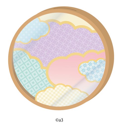 (Goods - Key Chain Cover) Round Character Frame 35 - Traditional Pattern Mix (Pale)