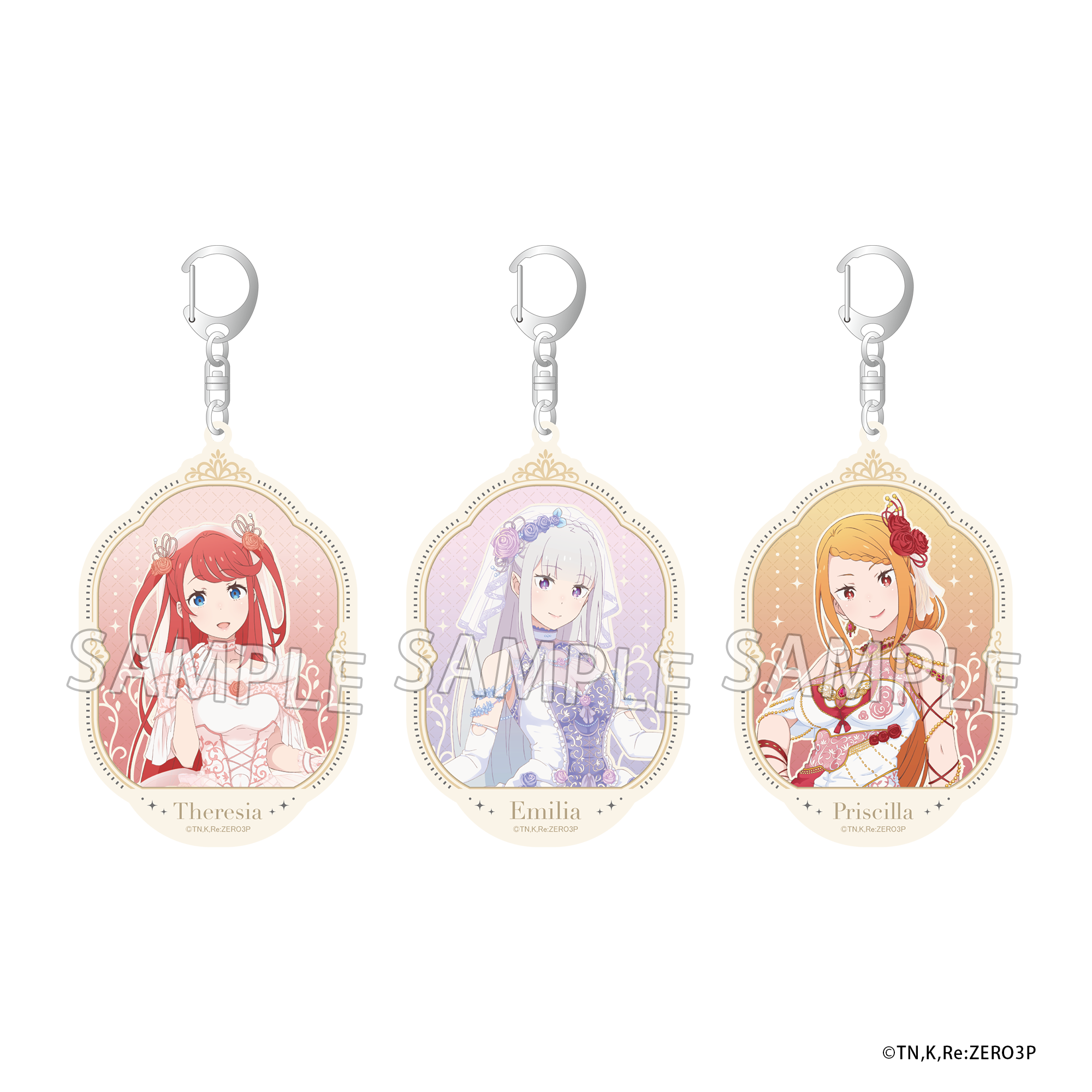 (Goods - Key Chain) Re:ZERO - Starting Life in Another World Glimmering Acrylic Keychain Set Wedding ver.