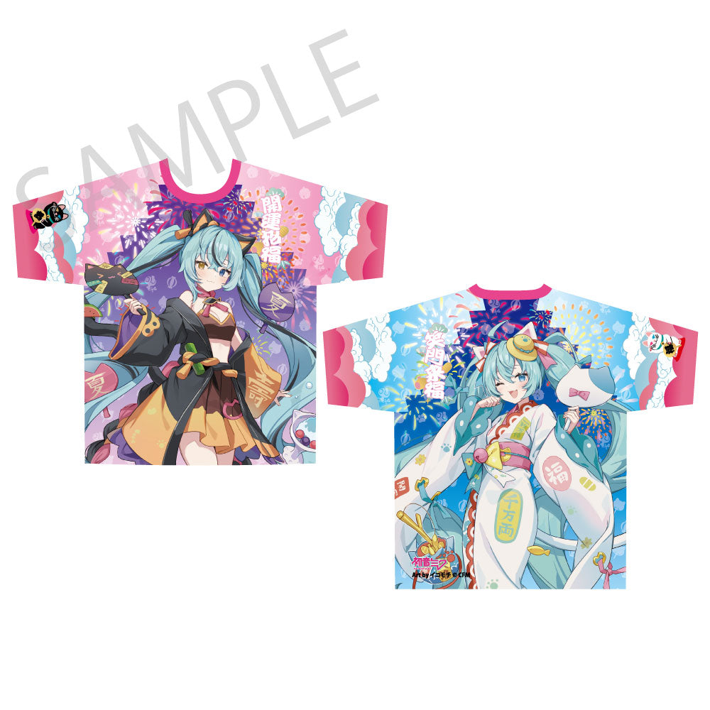 (Goods - Shirt) Hatsune Miku x Lucky Cat x Midsummer Kumagaya Full Graphic T-Shirt Art by Icomochi