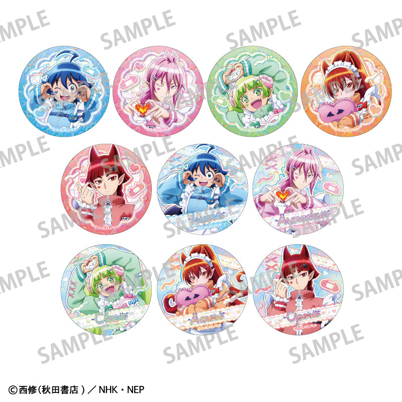 (1BOX=10)(Goods - Badge) Welcome to Demon School! Iruma-kun Trading Heart Holographic Button Badge / Jersey Maid