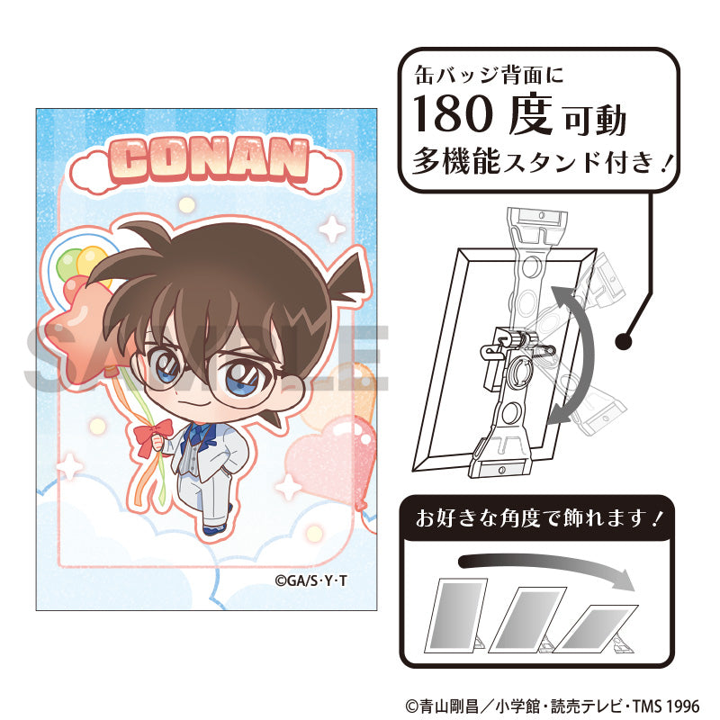 (Goods - Badge) Detective Conan Glitter Art Button Badge Conan Edogawa Balloon Chibi