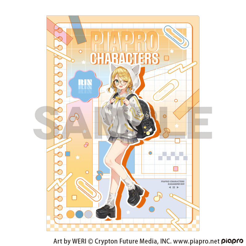(Goods - Clear File) Hatsune Miku Single Clear File Kagamine Rin Glasses Style