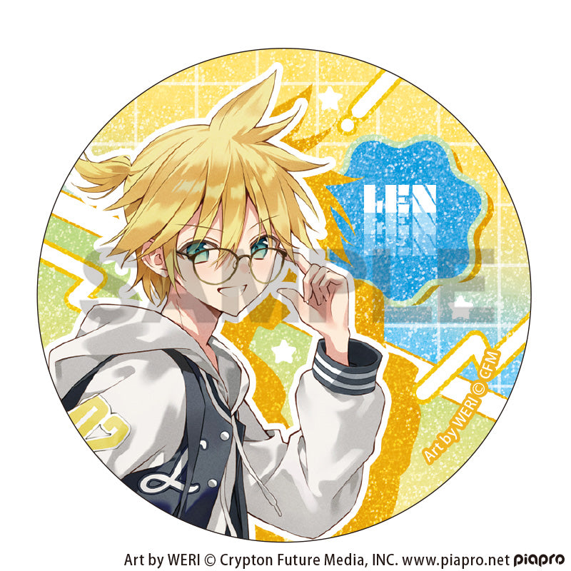 (1BOX=12)(Goods - Badge) Hatsune Miku Trading Kira Holo☆MIX Button Badge Glasses Style