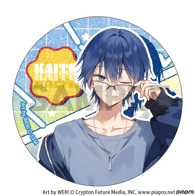 (1BOX=12)(Goods - Badge) Hatsune Miku Trading Kira Holo☆MIX Button Badge Glasses Style