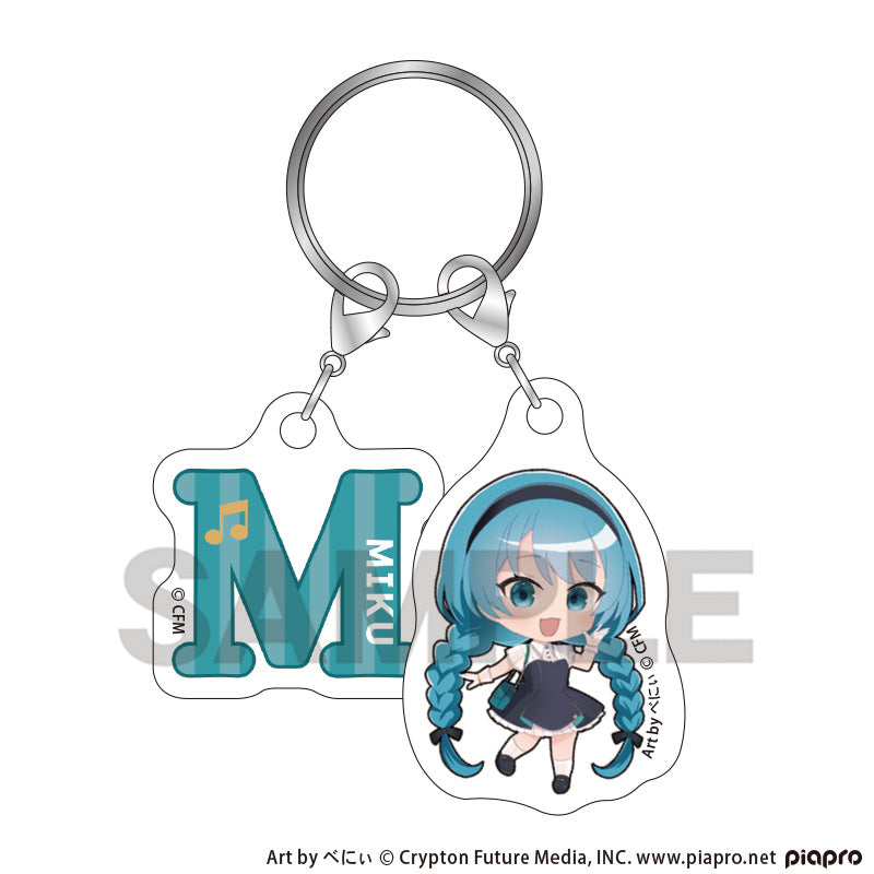 (Goods - Keychain) Hatsune Miku Chibi Two-piece Initial Keychain Hatsune Miku Classical Retro Chibi