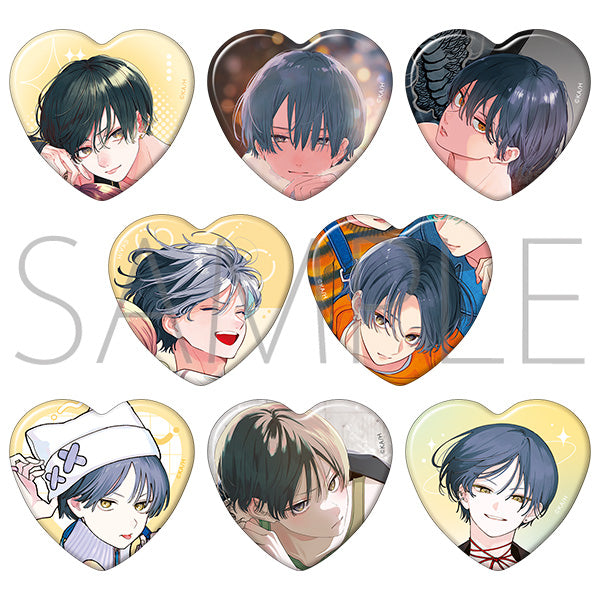 [※Blind](1BOX=8)(Goods - Badge) It Takes More Than a Pretty Face to Fall in Love Heart-shaped Oshi Chara Badge Collection Ryo Doigaki