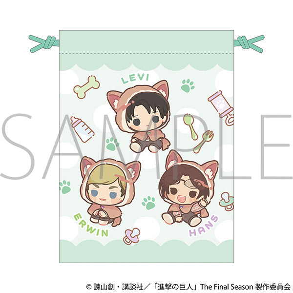 (Goods - Drawstring Pouch) Attack on Titan Drawstring Pouch / (Baby) Levi, Erwin, Hange