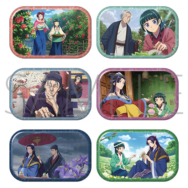 (1BOX=6)(Goods - Badge) The Apothecary Diaries Square Button Badge Collection / Camellia, Butterbur Sprout, Yulan Magnolia, Peony, Iris, White Clover