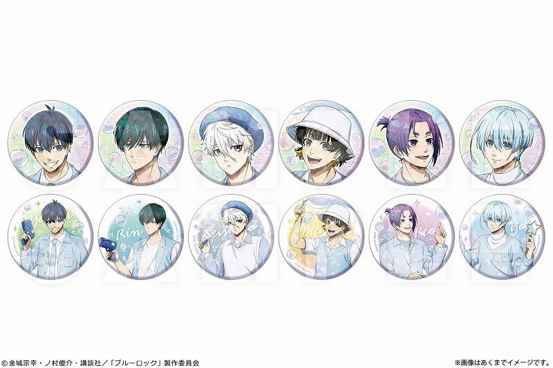 (1BOX=12)(Goods - Badge) Blue Lock Trading Holographic Button Badge Ver. Soap bubbles