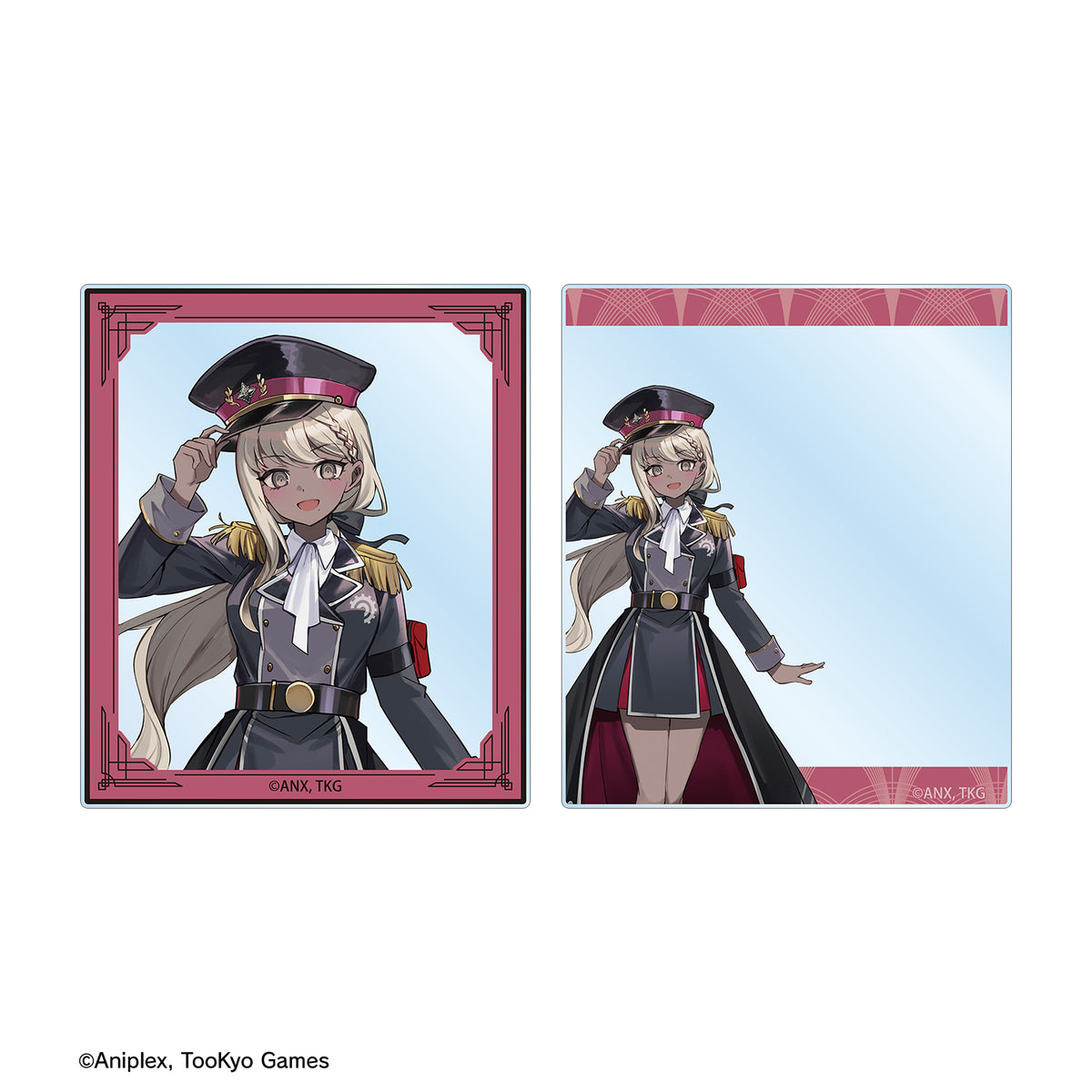 (Goods - Card) HUNDRED LINE Last Defense Academy Art by Karasu BTK Tsubasa Kawana Military ver. Acrylic Card Set of 2 Karatez Collab