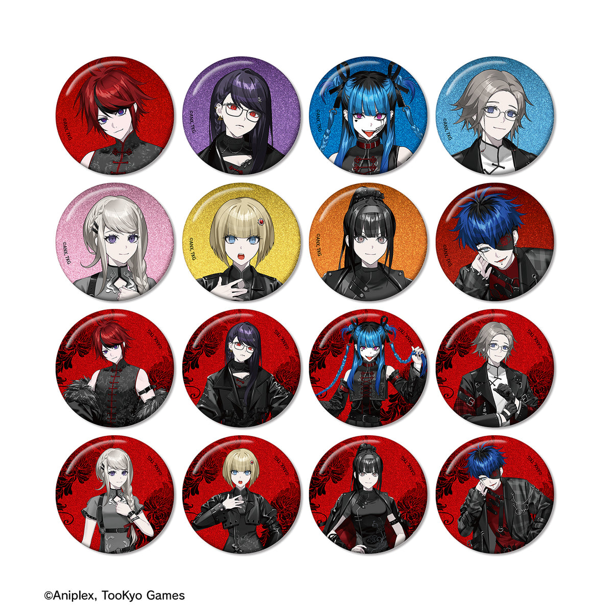 (1BOX=16)(Goods - Badge) HUNDRED LINE Last Defense Academy Art by REO China Punk ver. Trading Glitter Button Badge POP UP SHOP in Marui