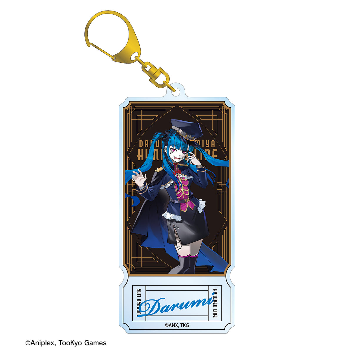 (Goods - Keychain) HUNDRED LINE Last Defense Academy Art by Karasu BTK Darumi Amemiya Military ver. Ticket Style BIG Acrylic Keychain Karatez Collab