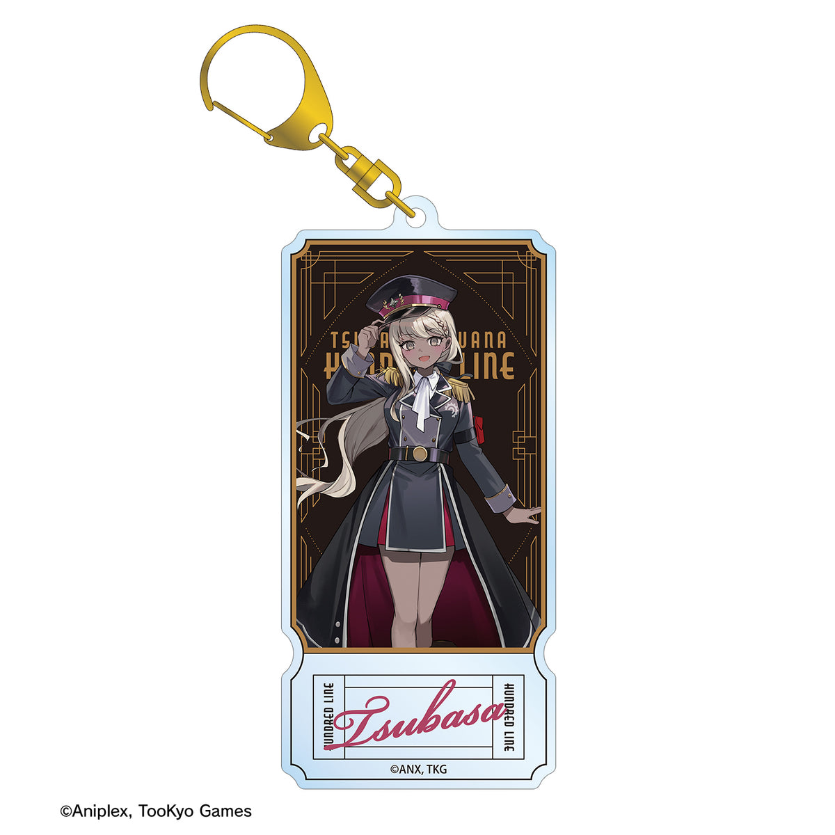 (Goods - Keychain) HUNDRED LINE Last Defense Academy Art by Karasu BTK Tsubasa Kawana Military ver. Ticket Style BIG Acrylic Keychain Karatez Collab
