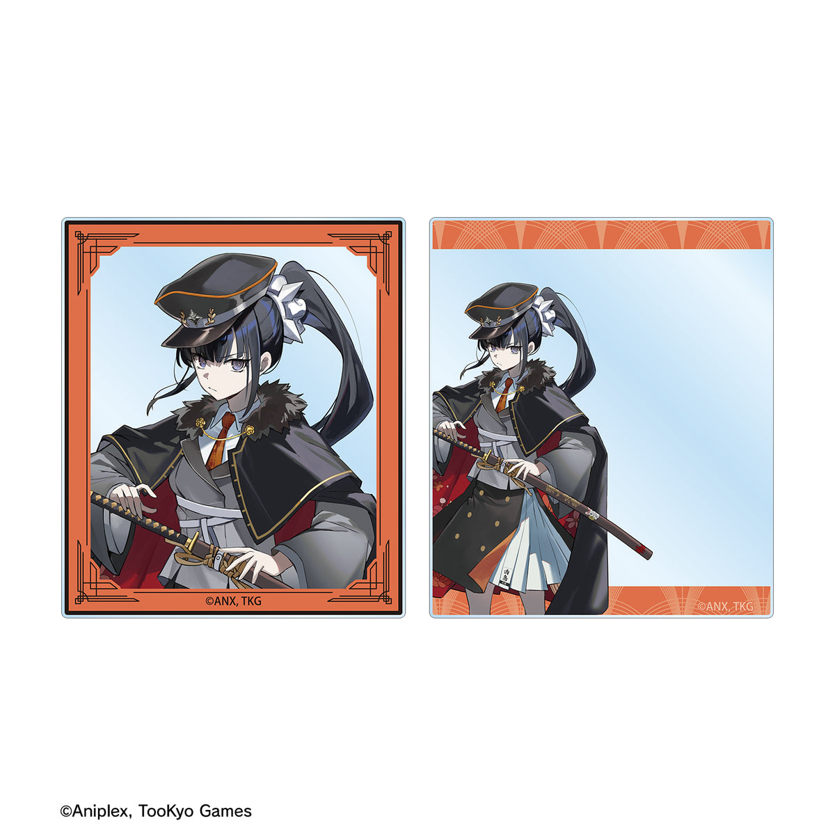 (Goods - Card) HUNDRED LINE Last Defense Academy Art by Karasu BTK Kyoshika Magadori Military ver. Acrylic Card Set of 2 Karatez Collab