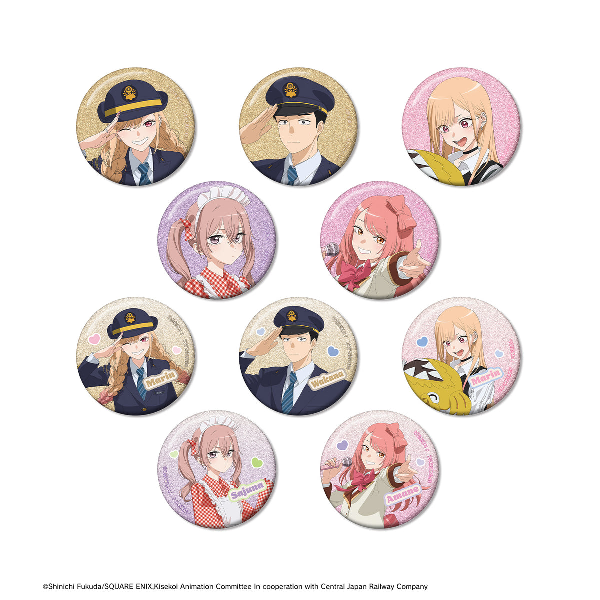 (1BOX=10)(Goods - Badge) TV Anime - My Dress-Up Darling Season 2 Exclusive Art Travel ver. Trading Glitter Button Badge