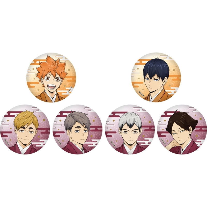 (1BOX=6)(Goods - Badge) Haikyu!! Trading Japanese Washi Paper Button Badge Karasuno/Inarizaki New Year Ver. (6 Types Total)