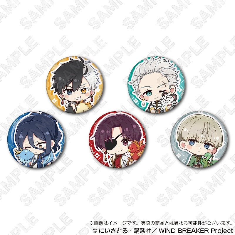 (1BOX=5)(Goods - Badge) WIND BREAKER Trading Chibi Button Badge Five Beasts ver.