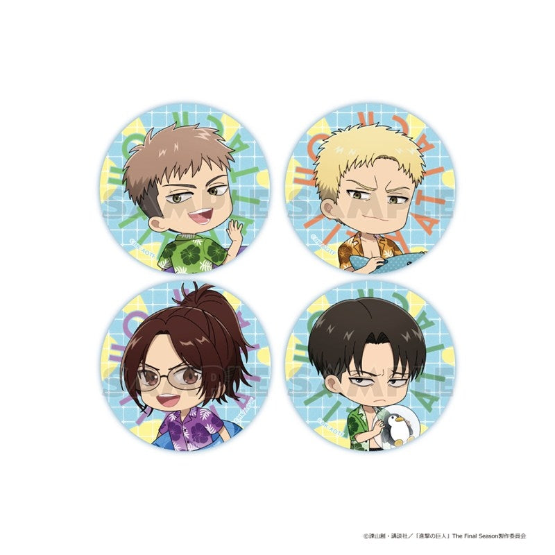 (Goods - Badge) Attack on Titan Chibi Button Badge Set B (Jean & Reiner & Hange & Levi/Vacation)