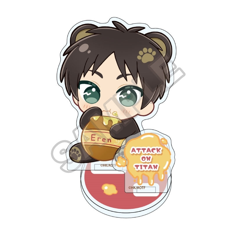 (Goods - Acrylic Stand) Attack on Titan Nui Piece Friends Harapeko Kuma Acrylic Stand Jr. Eren Yeager
