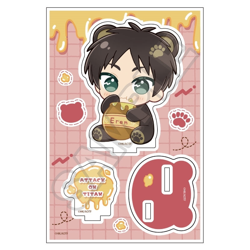 (Goods - Acrylic Stand) Attack on Titan Nui Piece Friends Harapeko Kuma Acrylic Stand Jr. Eren Yeager