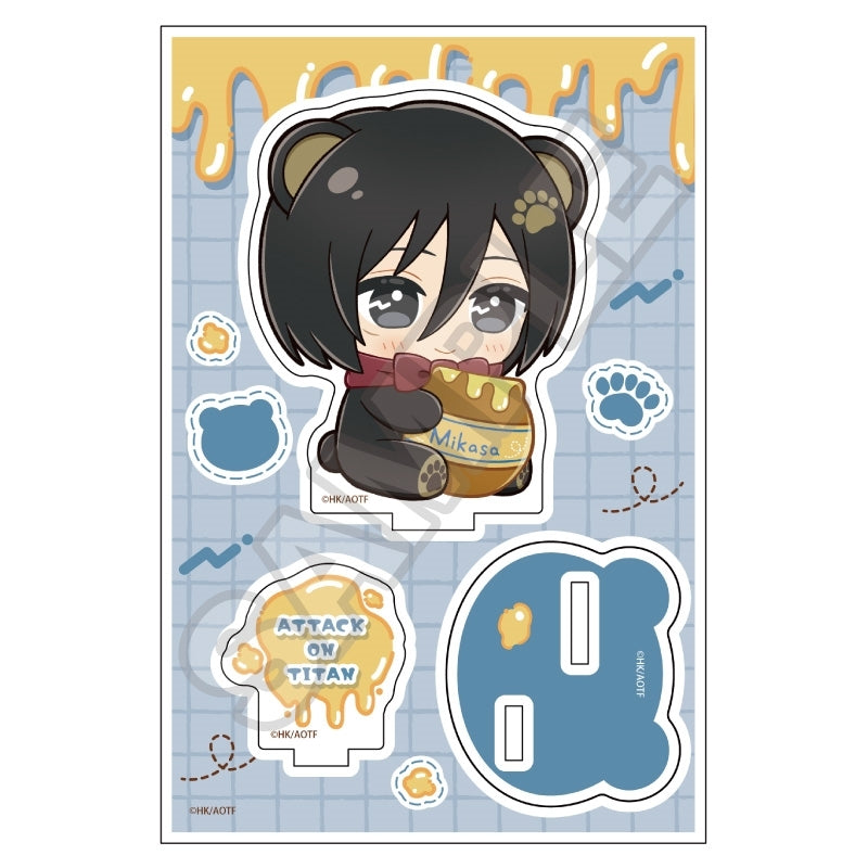 (Goods - Acrylic Stand) Attack on Titan Nui Piece Friends Harapeko Kuma Acrylic Stand Jr. Mikasa Ackerman