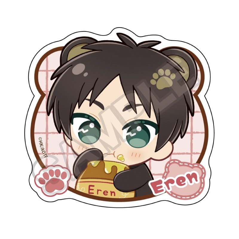 (Goods - Sticker) Attack on Titan Nui Piece Friends Harapeko Kuma Sticker Eren Yeager