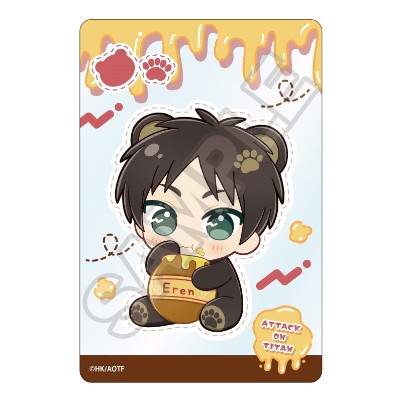 (Goods - Card) Attack on Titan Nui Piece Friends Harapeko Kuma Chara Pic Eren Yeager