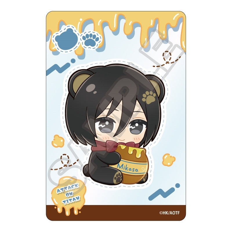 (Goods - Card) Attack on Titan Nui Piece Friends Harapeko Kuma Chara Pic Mikasa Ackerman