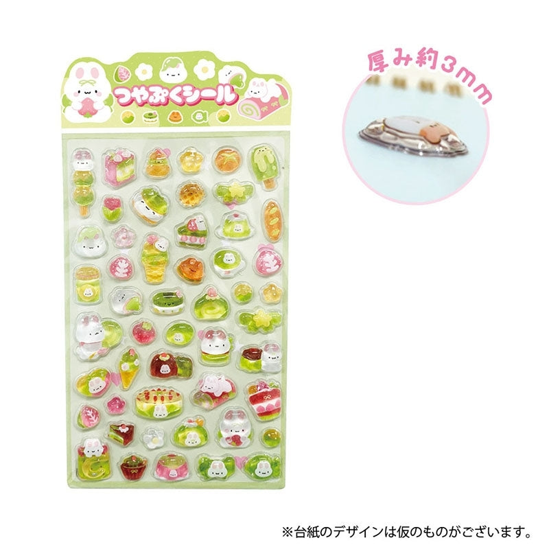 (Goods - Sticker) Non-Chara Tsuyapuku Sticker Green Tea Rabbit