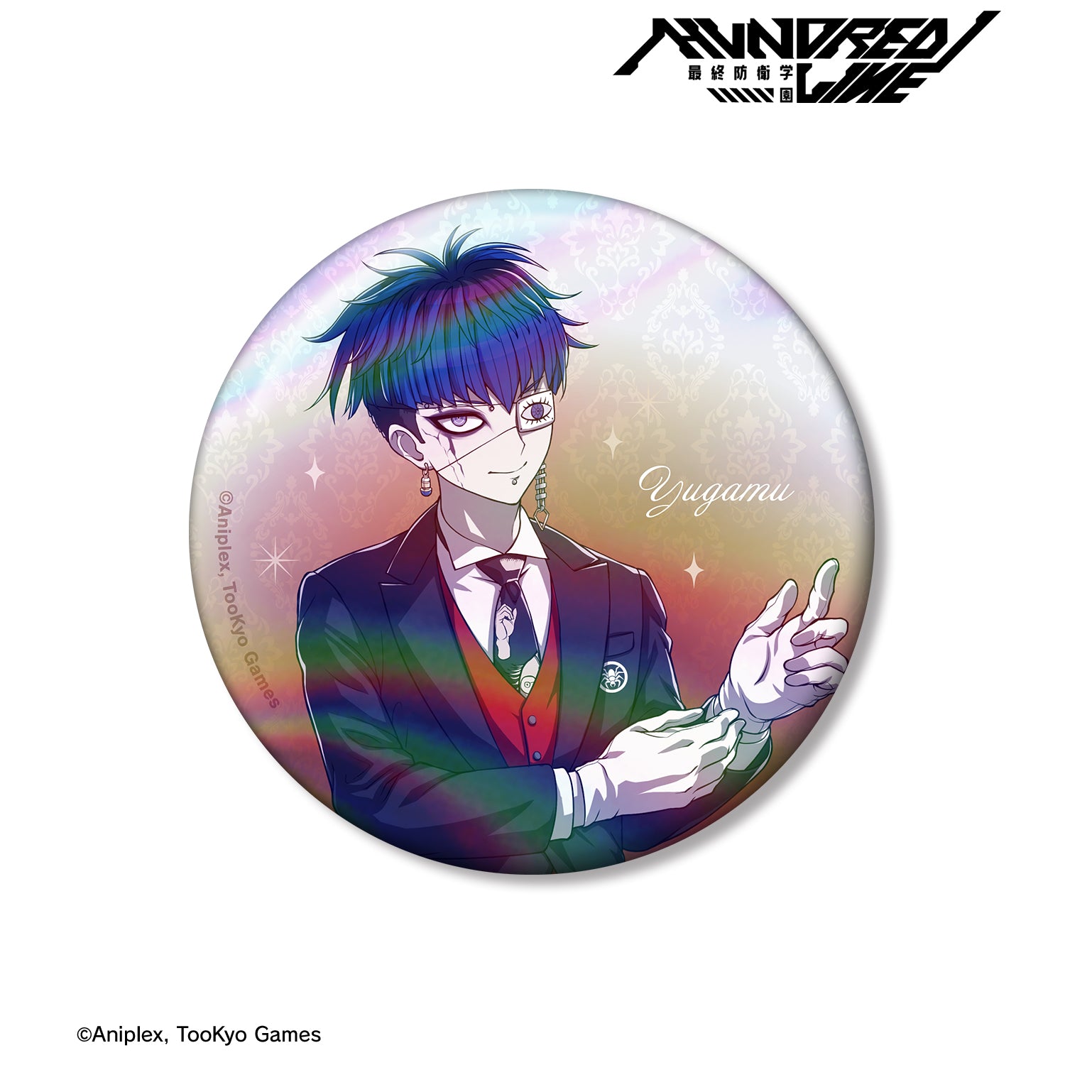 (Goods - Badge) THE HUNDRED LINE - LAST DEFENSE ACADEMY Exclusive Art Yugamu Omokage Butler ver. 75mm Iridescent Button Badge
