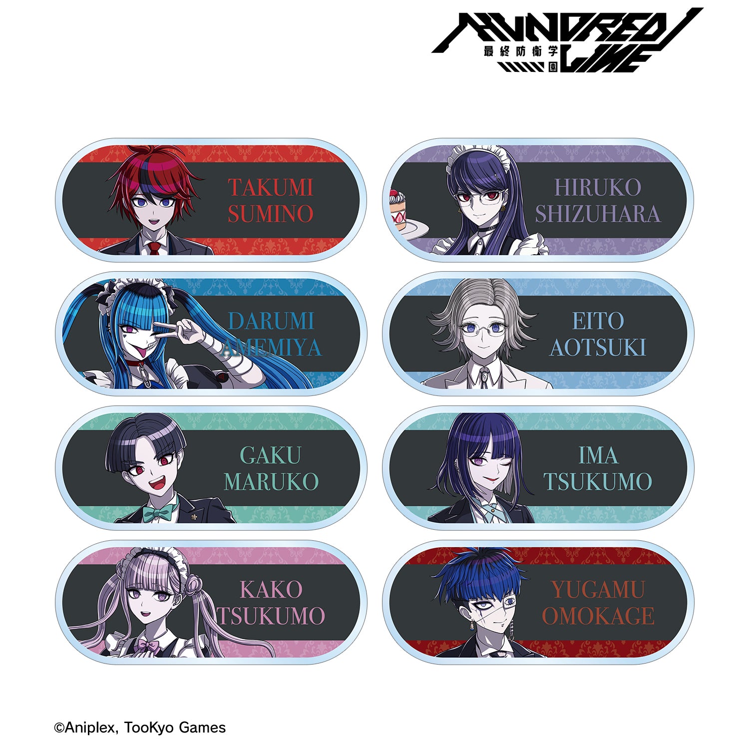 (1BOX=8)(Goods - Badge) THE HUNDRED LINE - LAST DEFENSE ACADEMY Exclusive Art Maid & Butler ver. Trading Acrylic Name Plate