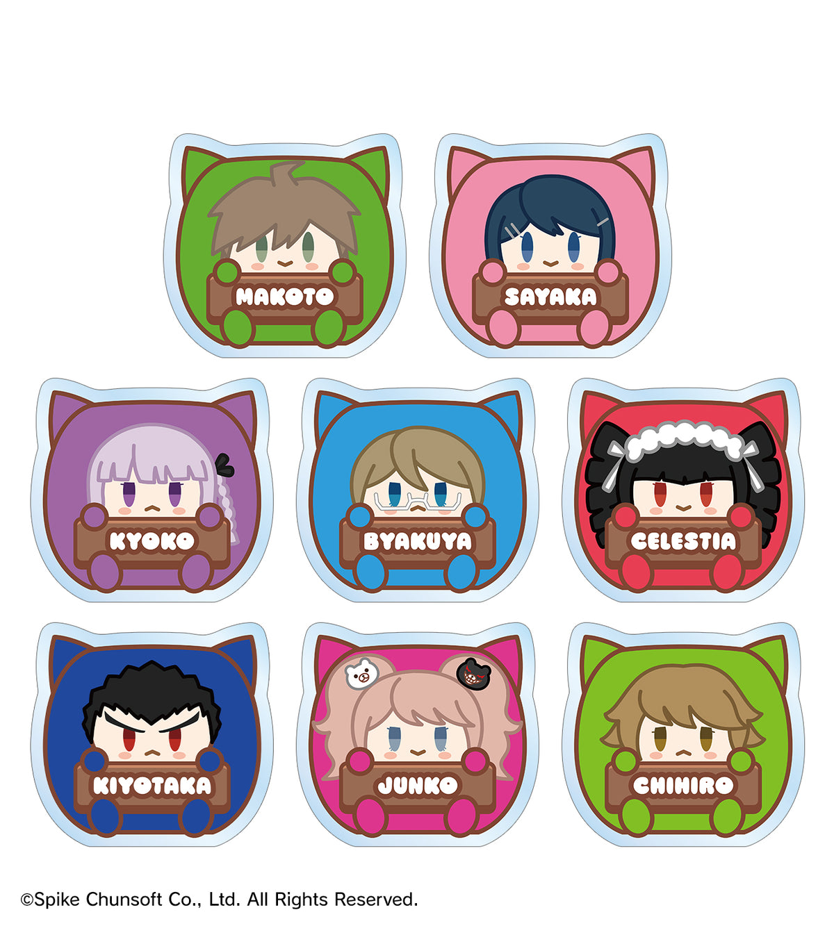 (1BOX=8)(Goods - Badge) Danganronpa Series Trading Kemocube Acrylic Name Plate ver. A