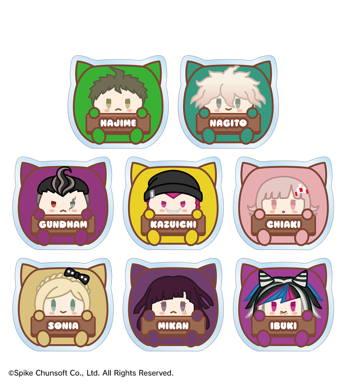 (1BOX=8)(Goods - Badge) Danganronpa Series Trading Kemocube Acrylic Name Plate ver. B