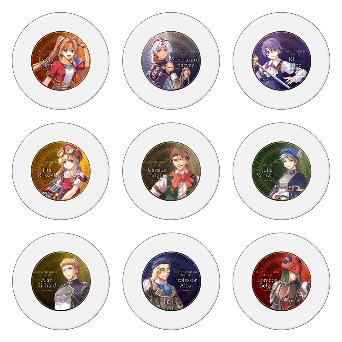 (1BOX=9)(Goods - Ornament) Trails in the Sky 1st Chapter & Nihon Falcom 45th Anniversary Tradable Graphic Plates Ver.A