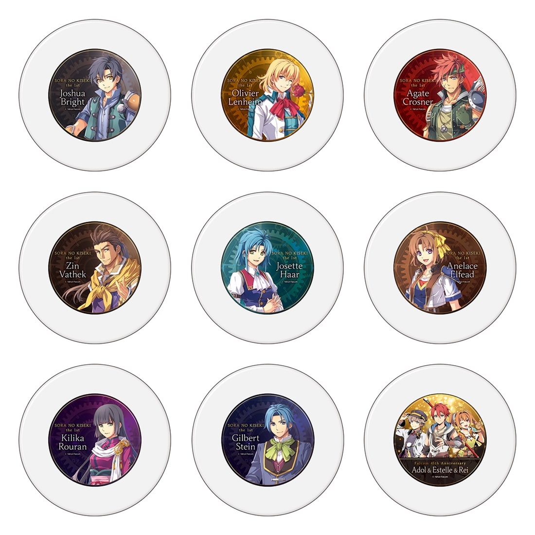 (1BOX=9)(Goods - Ornament) Trails in the Sky 1st Chapter & Nihon Falcom 45th Anniversary Tradable Graphic Plates Ver.B