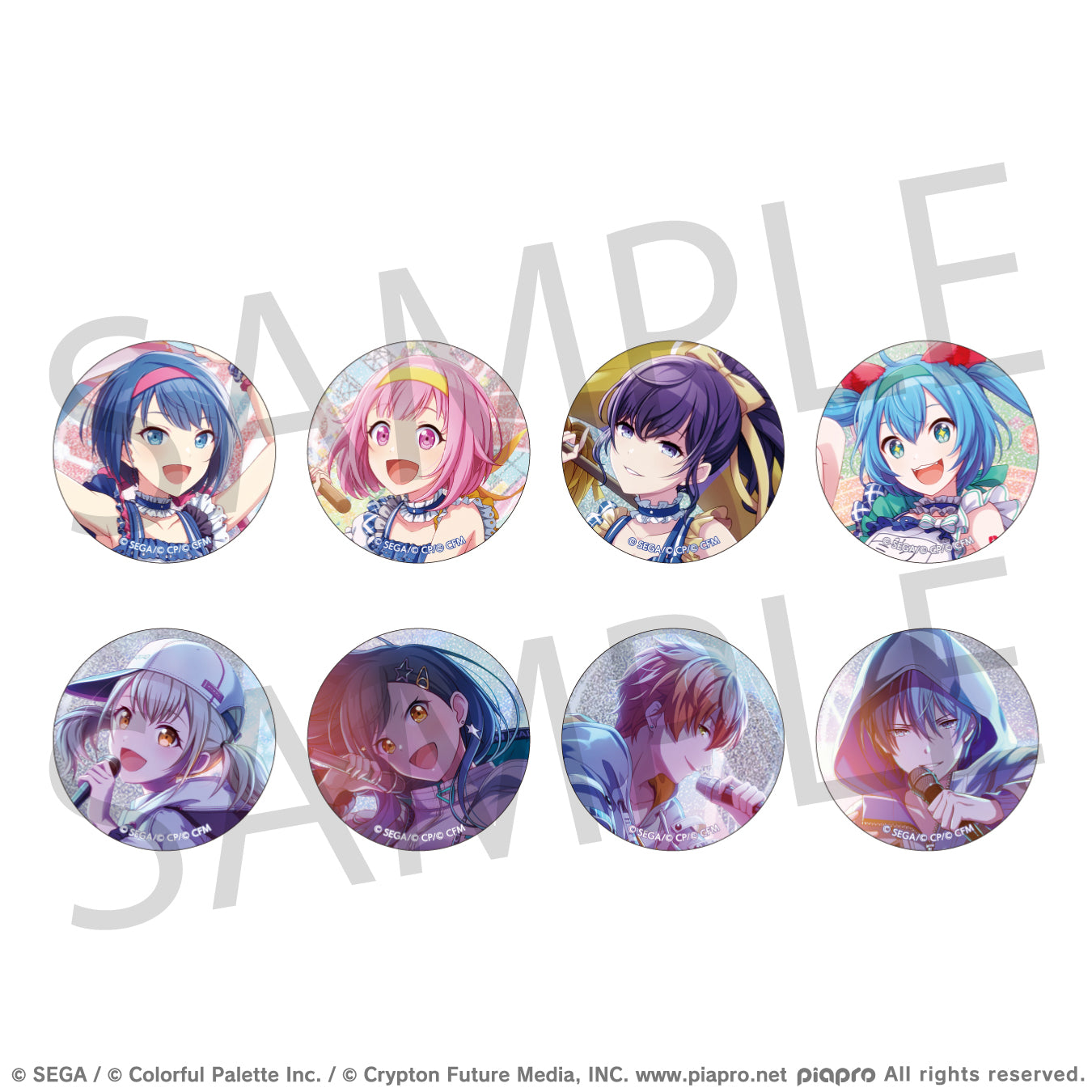 (1BOX=8)(Goods - Badge) Hatsune Miku: Colorful Stage! Glitter Button Badge Event Art Collection Vol.2 C