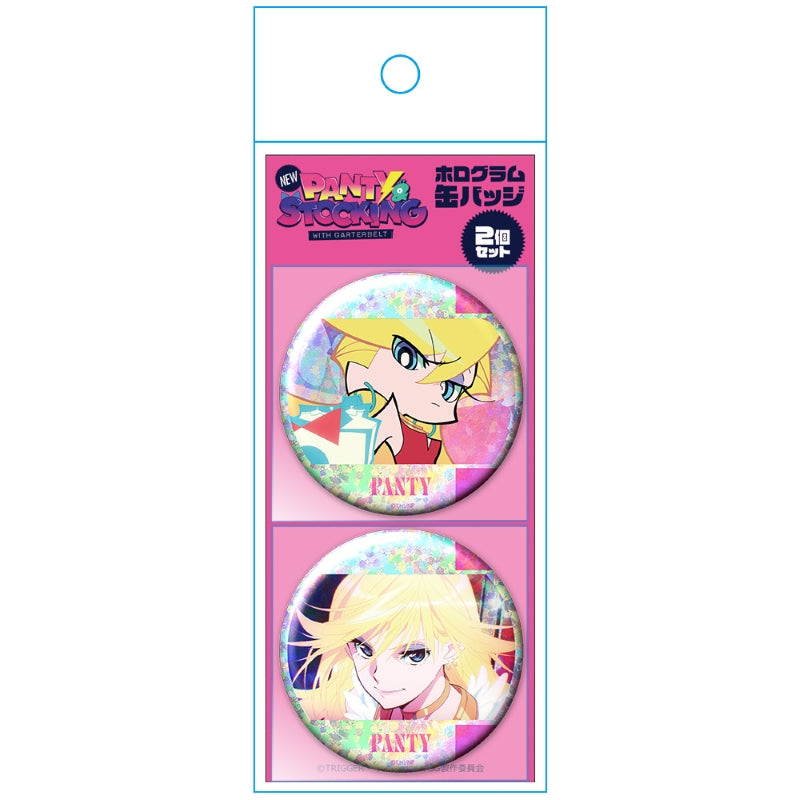 (Goods - Badge) New PANTY & STOCKING with GARTERBELT Holographic Button Badge Set of 2 Panty