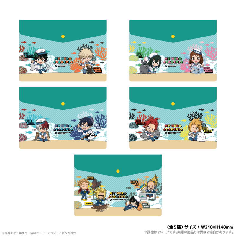 (Goods - Pouch) My Hero Academia Envelope Case_Izuku Midoriya & Katsuki Bakugo Together with Sea Creatures PLUS ULTRA