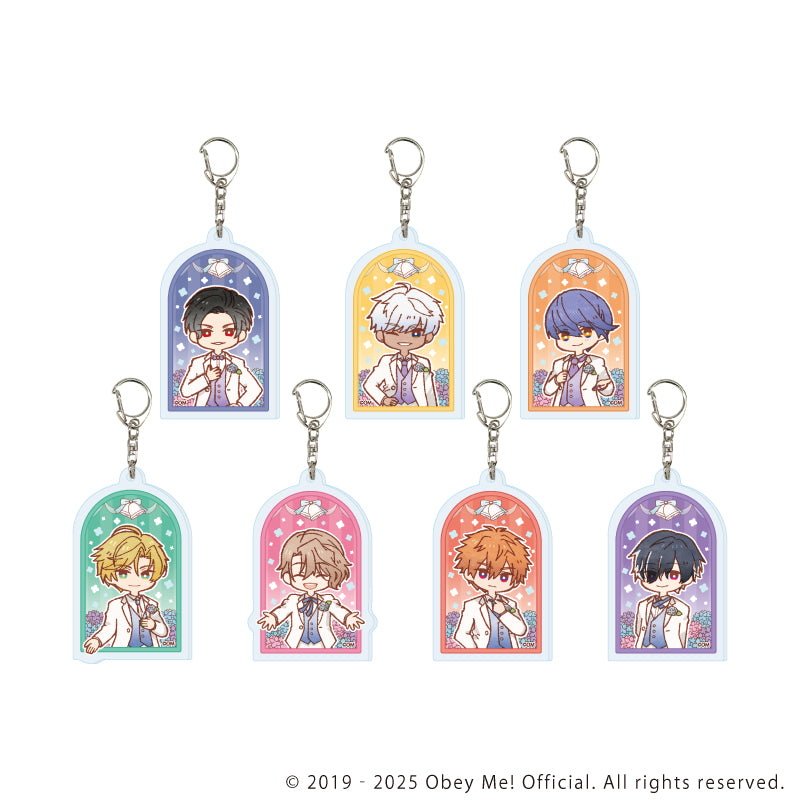 (1BOX=7)(Goods - Keychain) Obey Me! Nightbringer Keychain 14 Hydrangea Ver. (Retro Art)