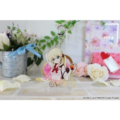 (Goods - Key Chain) Girls und Panzer das Finale feat. Exclusive Art Acrylic Key Chain (Darjeeling) Gyaru School Uniform ver.