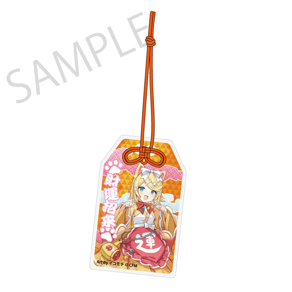 (Goods - Keychain) Hatsune Miku x Lucky Cat x Midsummer Kumagaya Omamori Charm-style Acrylic Tag Kagamine Rin Art by Icomochi