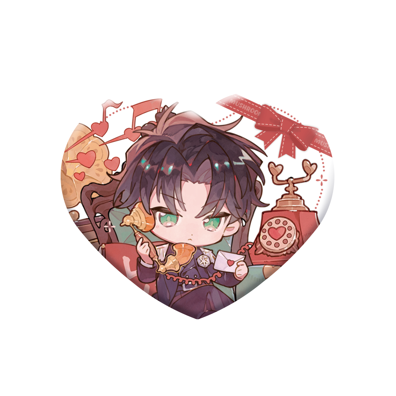 (Goods -  Badge) Little Mushroom Valentine's Series Heart Signal Heart-Shaped Button Badge Set