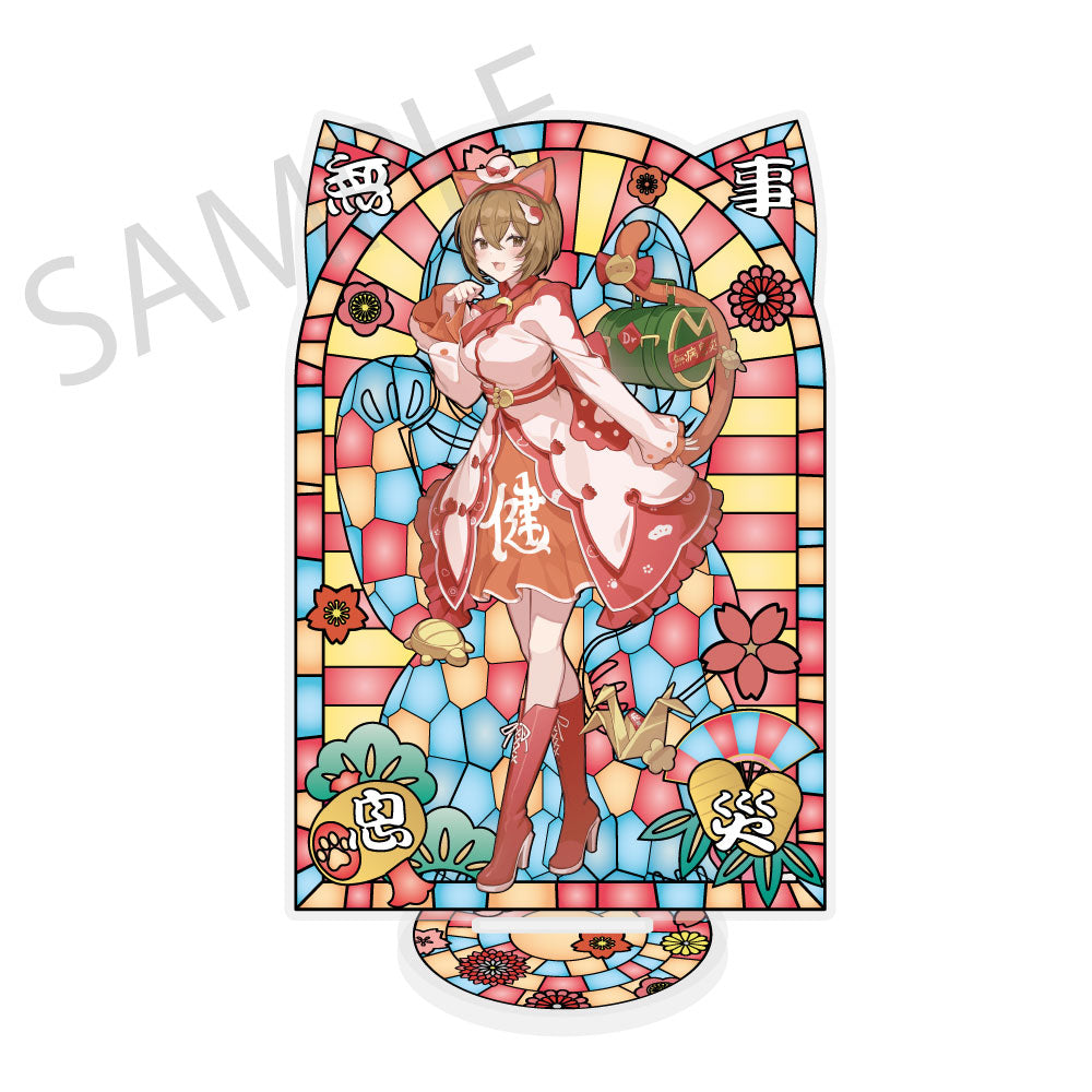 (Goods - Acrylic Stand) Hatsune Miku x Lucky Cat x Midsummer Kumagaya Stained Glass-Style Finish Acrylic Stand MEIKO Art by Icomochi