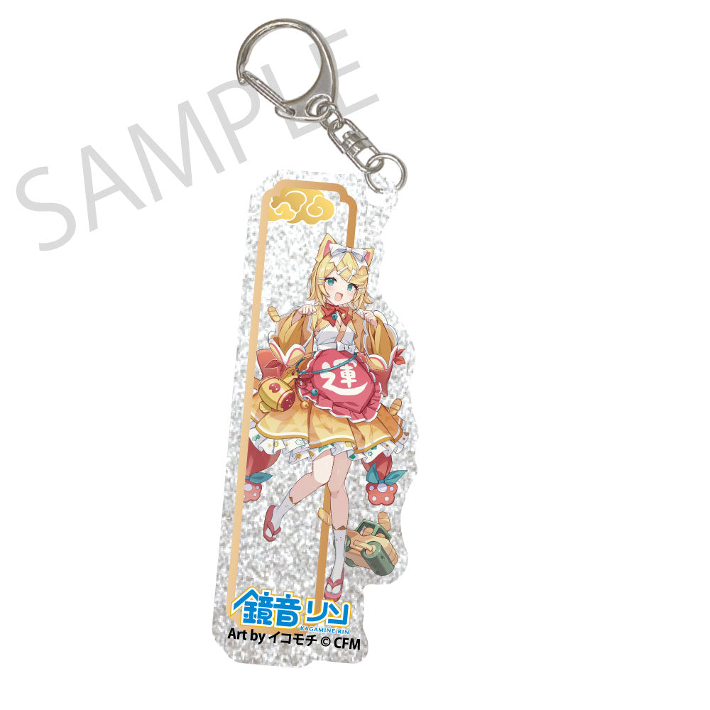 (Goods - Keychain) Hatsune Miku x Lucky Cat x Midsummer Kumagaya Silver-backed Acrylic Keychain Kagamine Rin Art by Icomochi