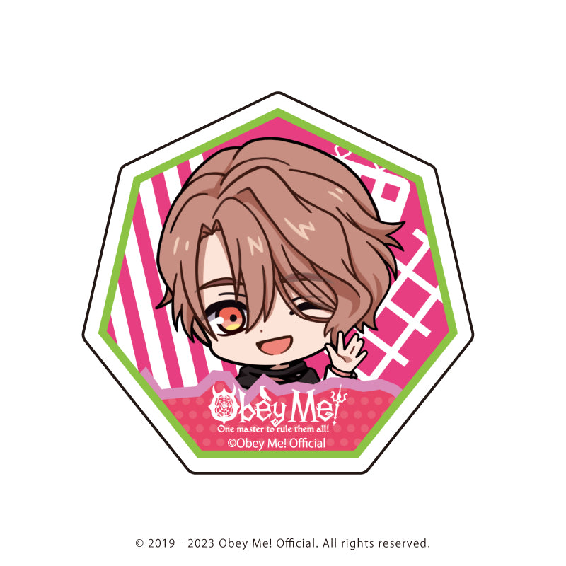 (1BOX=7)(Goods - Badge) Character Acrylic Badge Obey Me! 01 / Playing Trains ver. Complete BOX (7 Types Total)(Chibi Art)