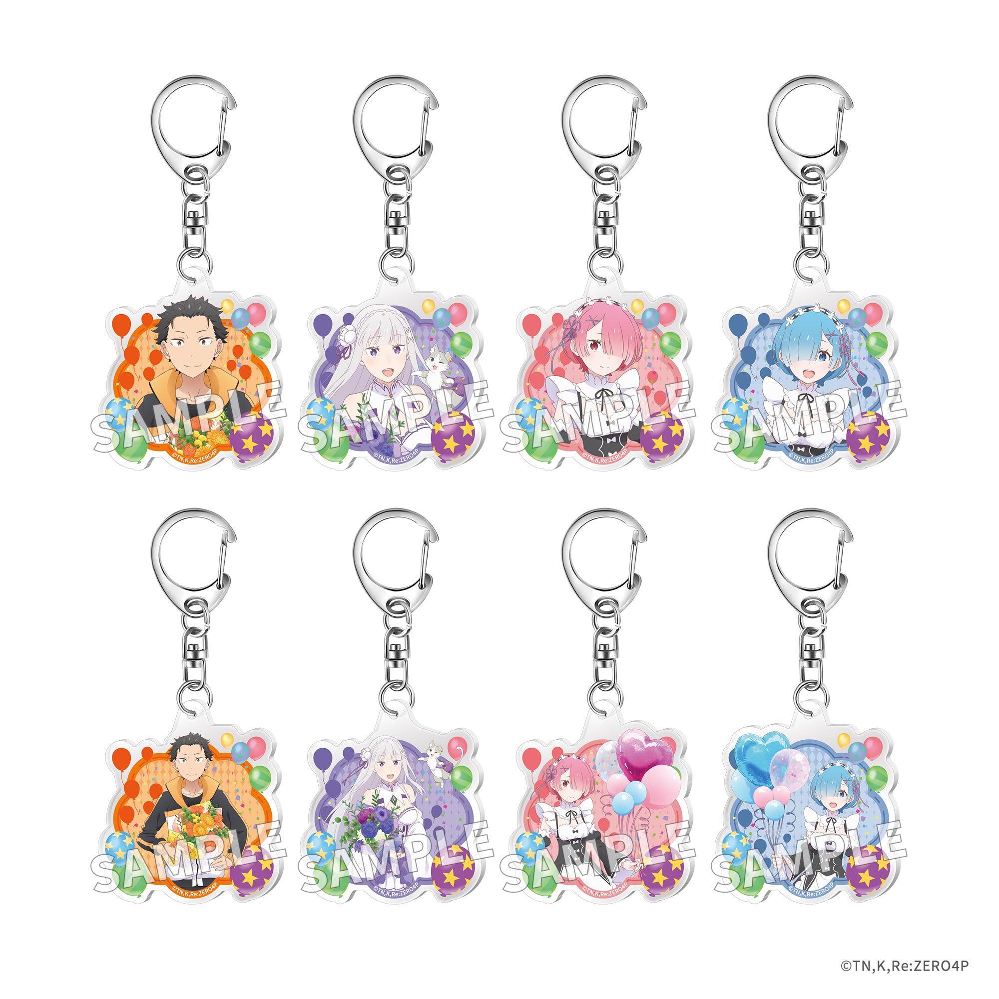 (1BOX=8)(Goods - Keychain) Re:ZERO -Starting Life in Another World- Trading Acrylic Keychain Flower ＆ Balloon ver. PACK