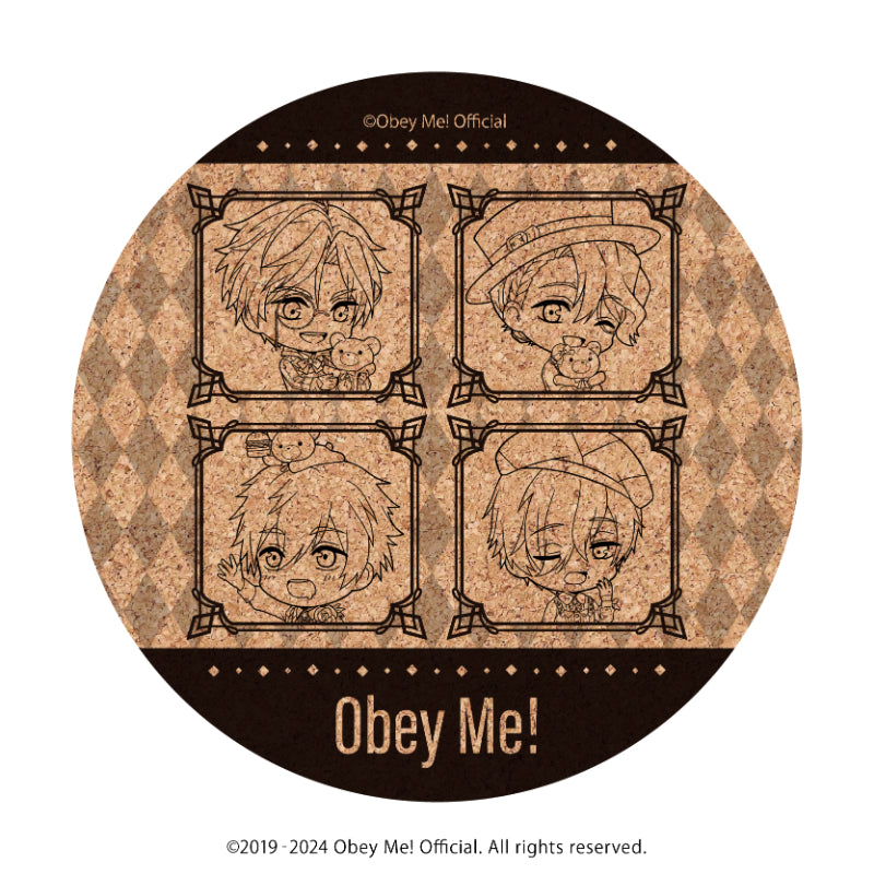 (Goods - Coaster) Obey Me! Cork Coaster 04 - Satan & Asmodeus & Beelzebub & Belphegor Valentine Ver. (Chibi Art)